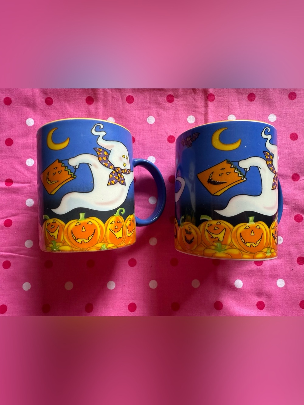 CUTE FUN HALLOWEEN COFFEE MUGS WITH GHOSTS BAT CAT JACK-0-LANTERNS AVON
